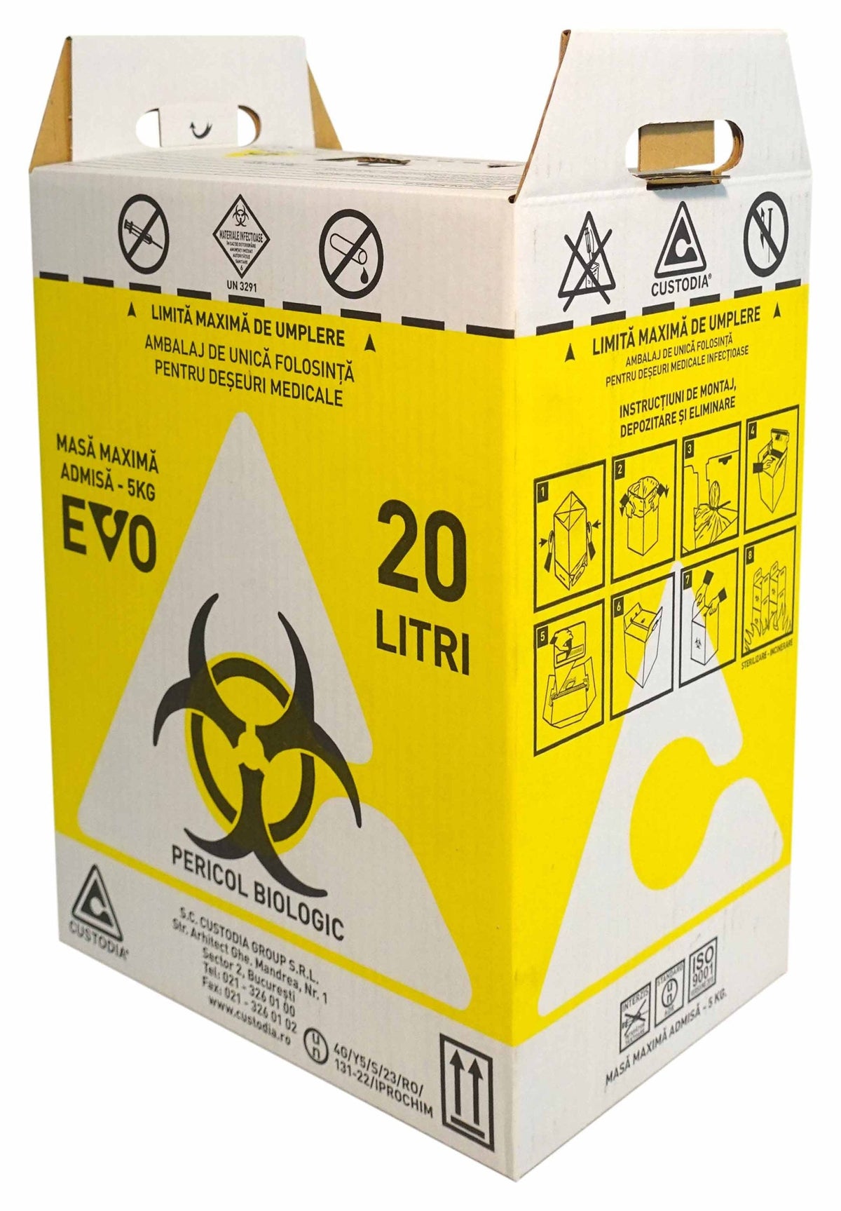 Cutii din carton pentru deșeuri infecțioase