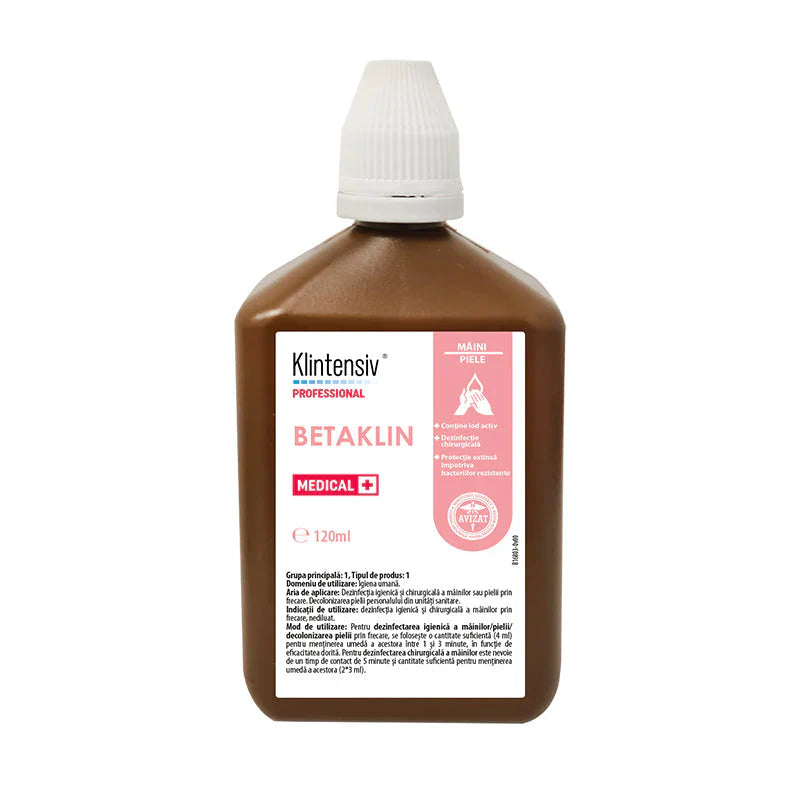 Betaklin® Dezinfectant maini si tegumente cu iod povidona - 120 ML