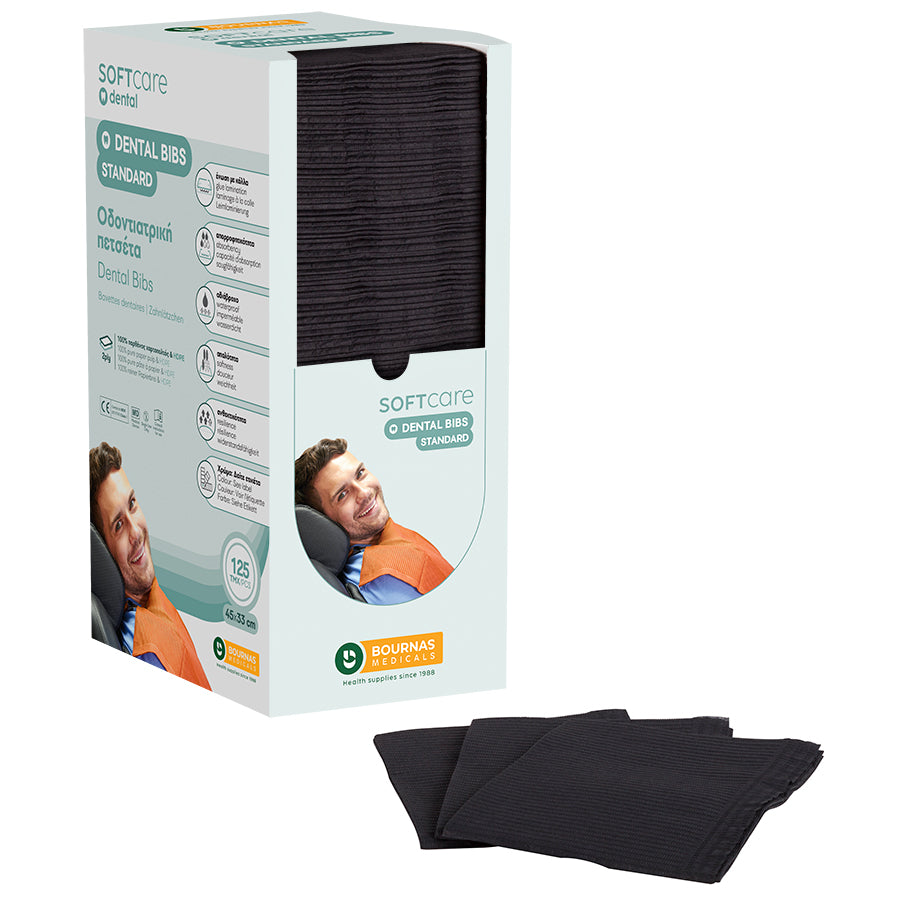 Bavete Soft Care Standard 2 straturi cu dispenser 33x45 cm - Negru (125 bucati)