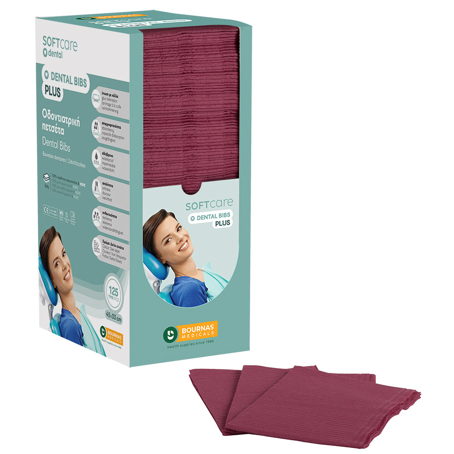 Bavete Soft Care Plus 3 straturi cu dispenser - Burgundy (125 bucati)