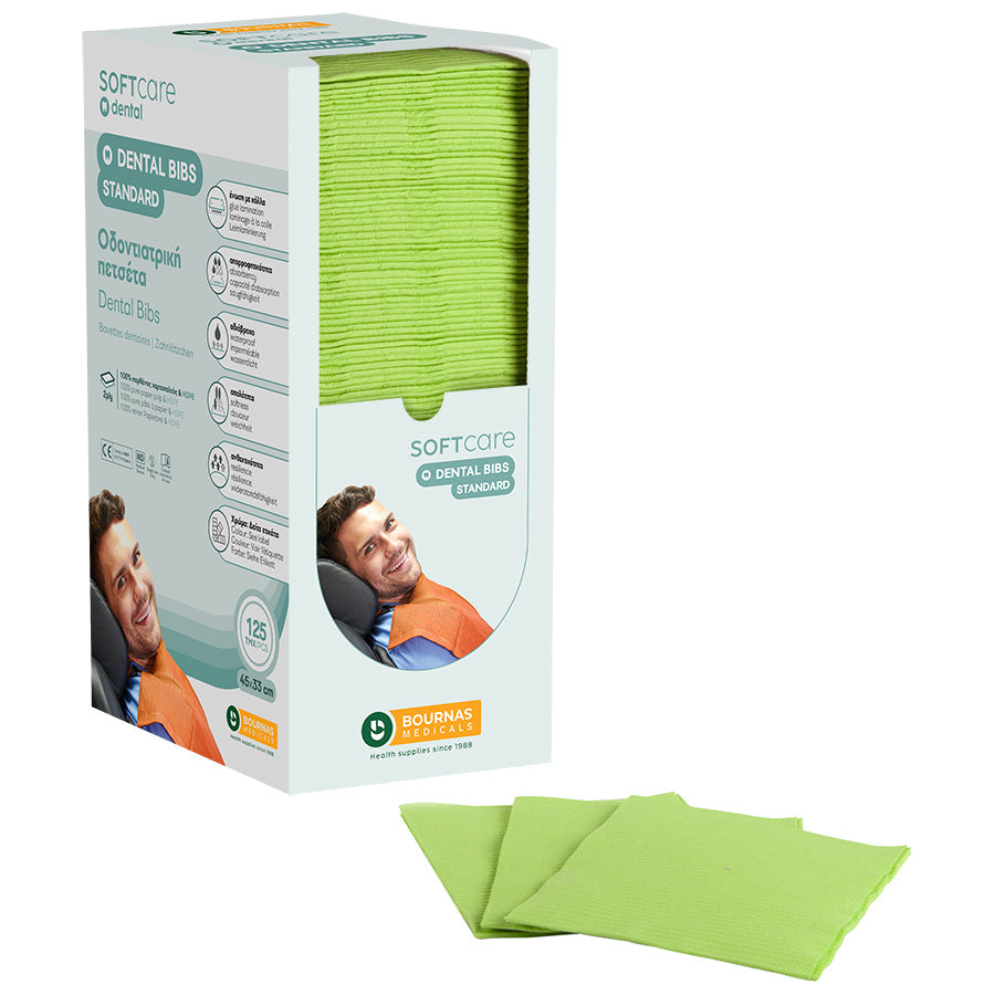 Bavete Soft Care Standard 2 straturi cu dispenser 33x45 cm - Lime (125 bucati)