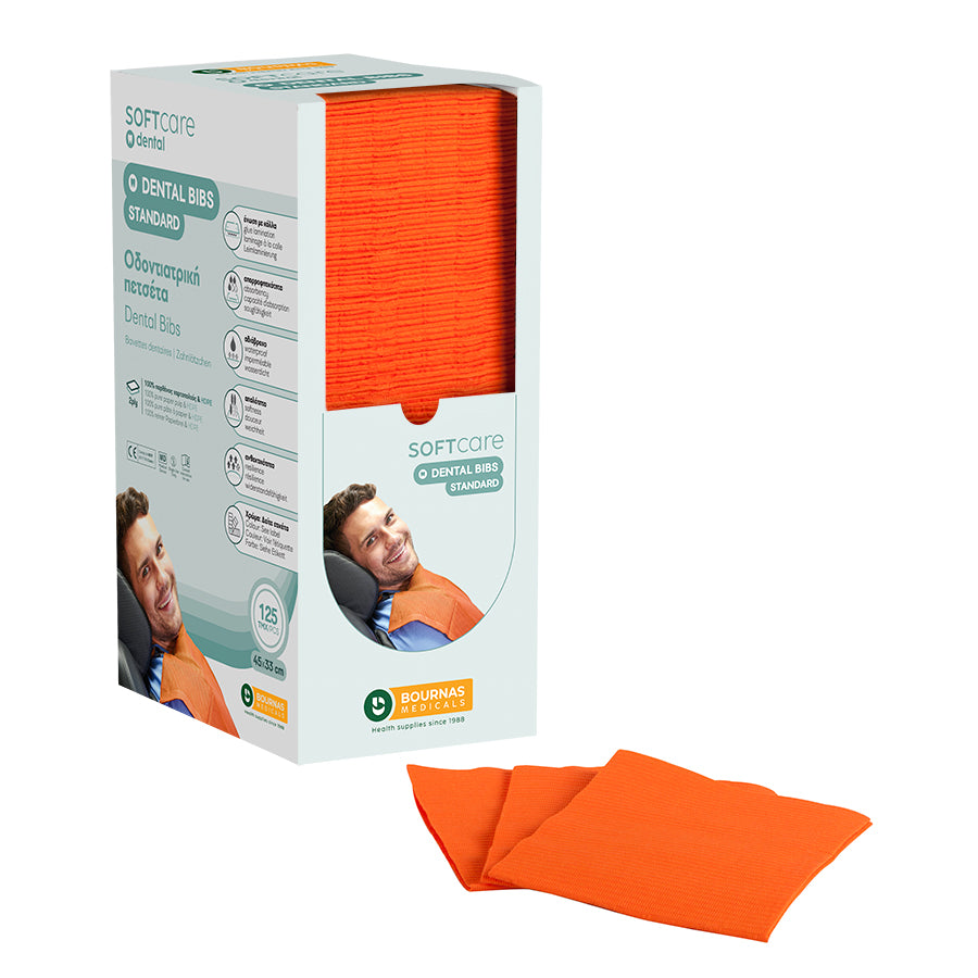 Bavete Soft Care Standard 2 straturi cu dispenser 33x45 cm - Portocaliu (125 bucati)
