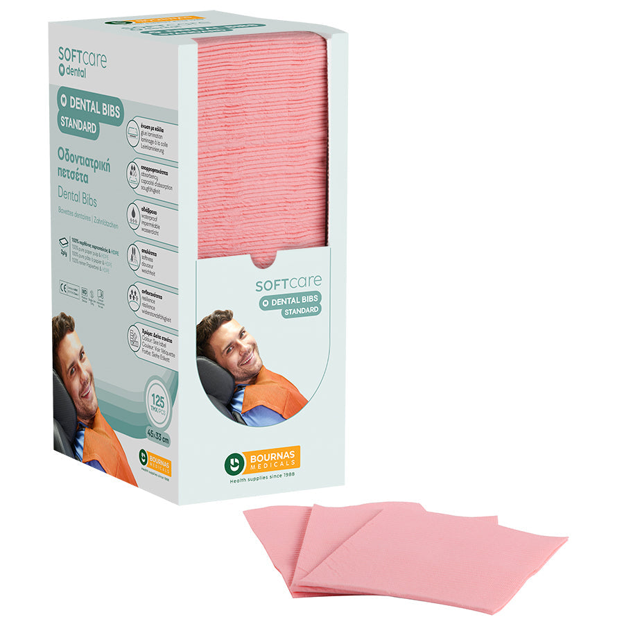 Bavete Soft Care Standard 2 straturi cu dispenser 33x45 cm - Roz (125 bucati)