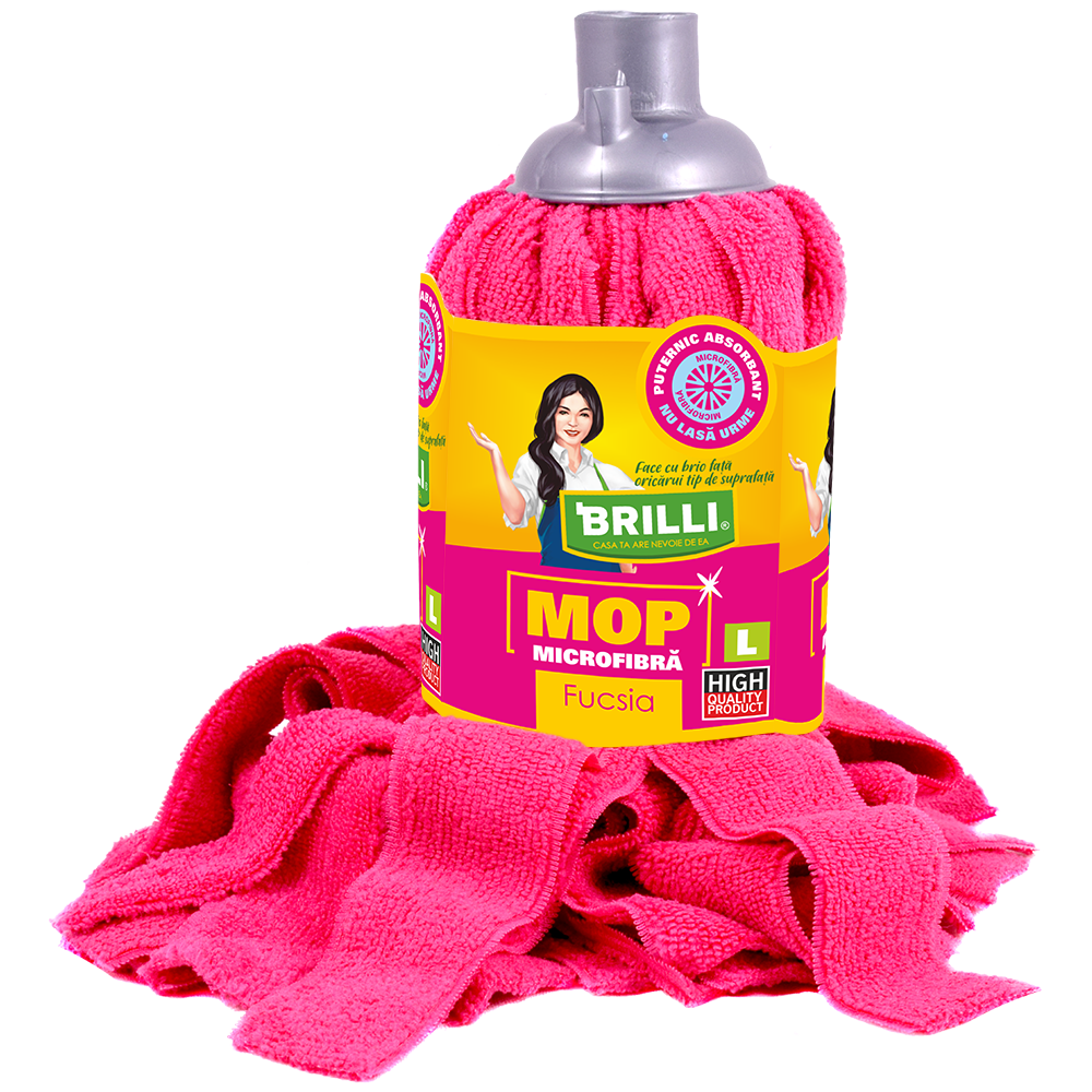 Rezerva mop Brilli, microfibra, marime L, Fucsia