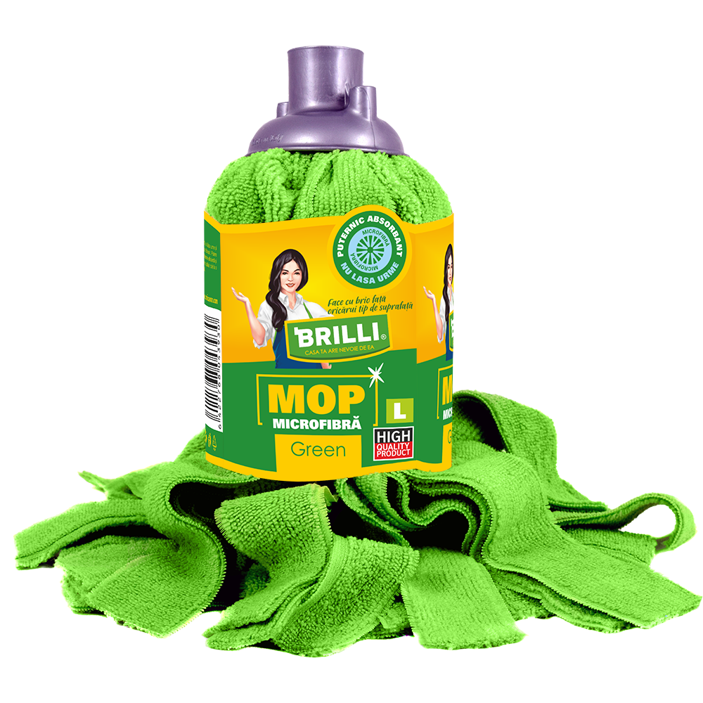 Rezerva mop Brilli, microfibra, marime L, Green