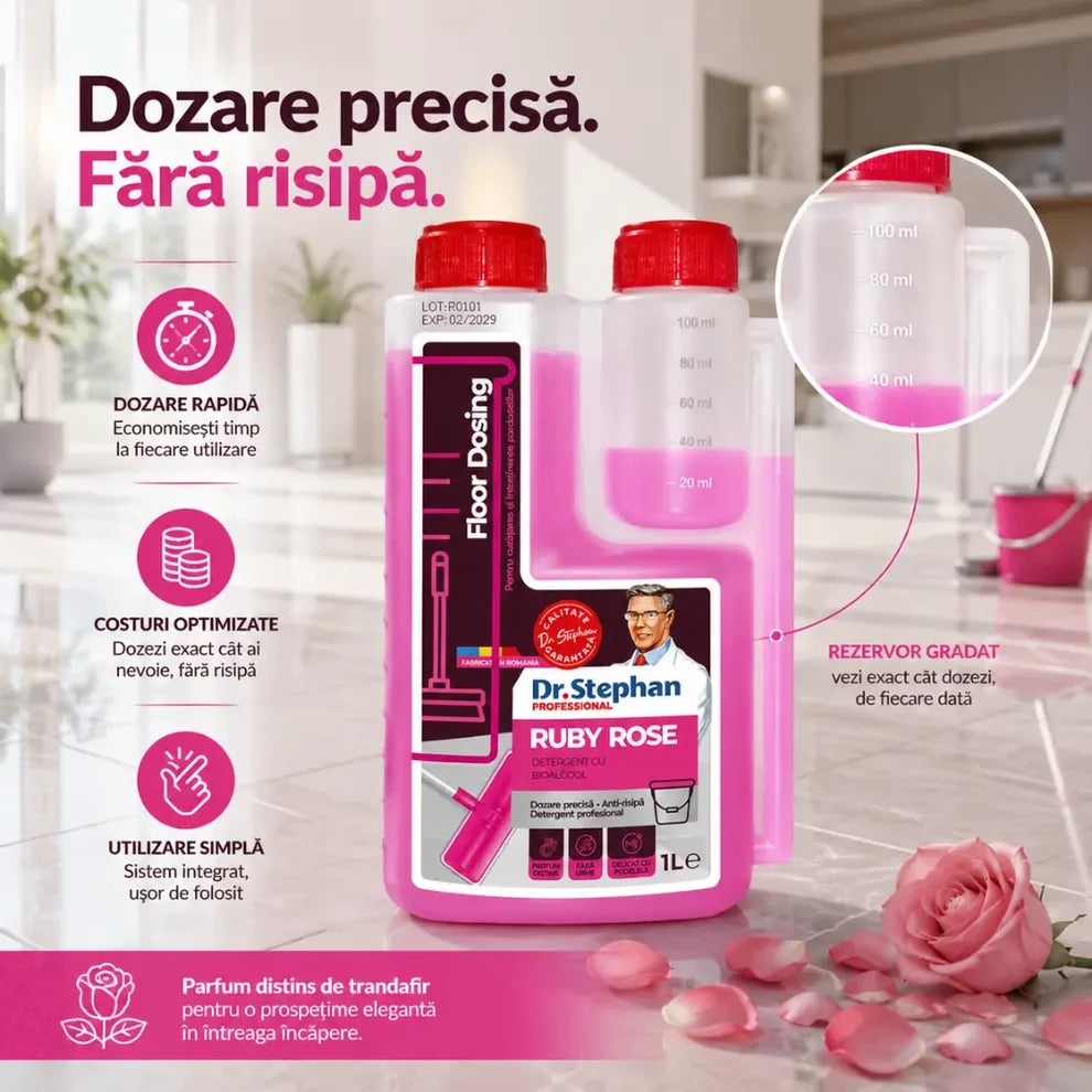 Detergent pardoseli profesional cu dozare precisa Dr. Stephan Ruby Rose 1L