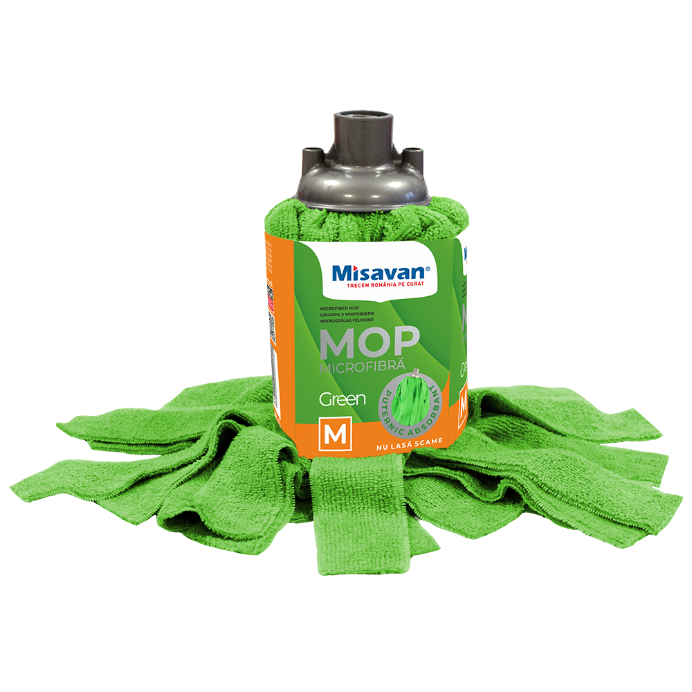 Rezerva mop Misavan, microfibra, marime M, Green