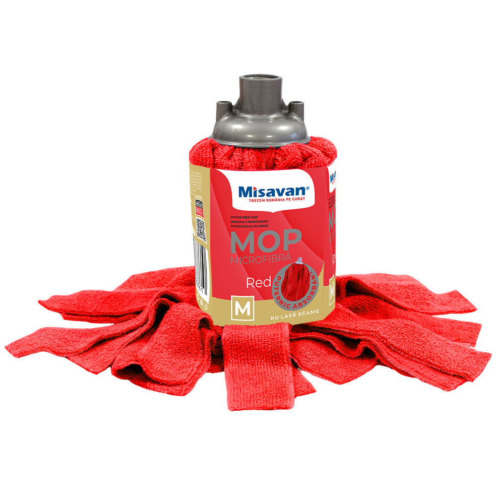 Rezerva mop Misavan, microfibra, marime M, Red