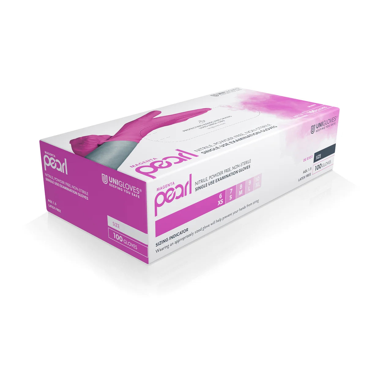 Manusi nitril violet Unigloves Violet Magenta, medicale, fara pudra, 100 buc/cutie