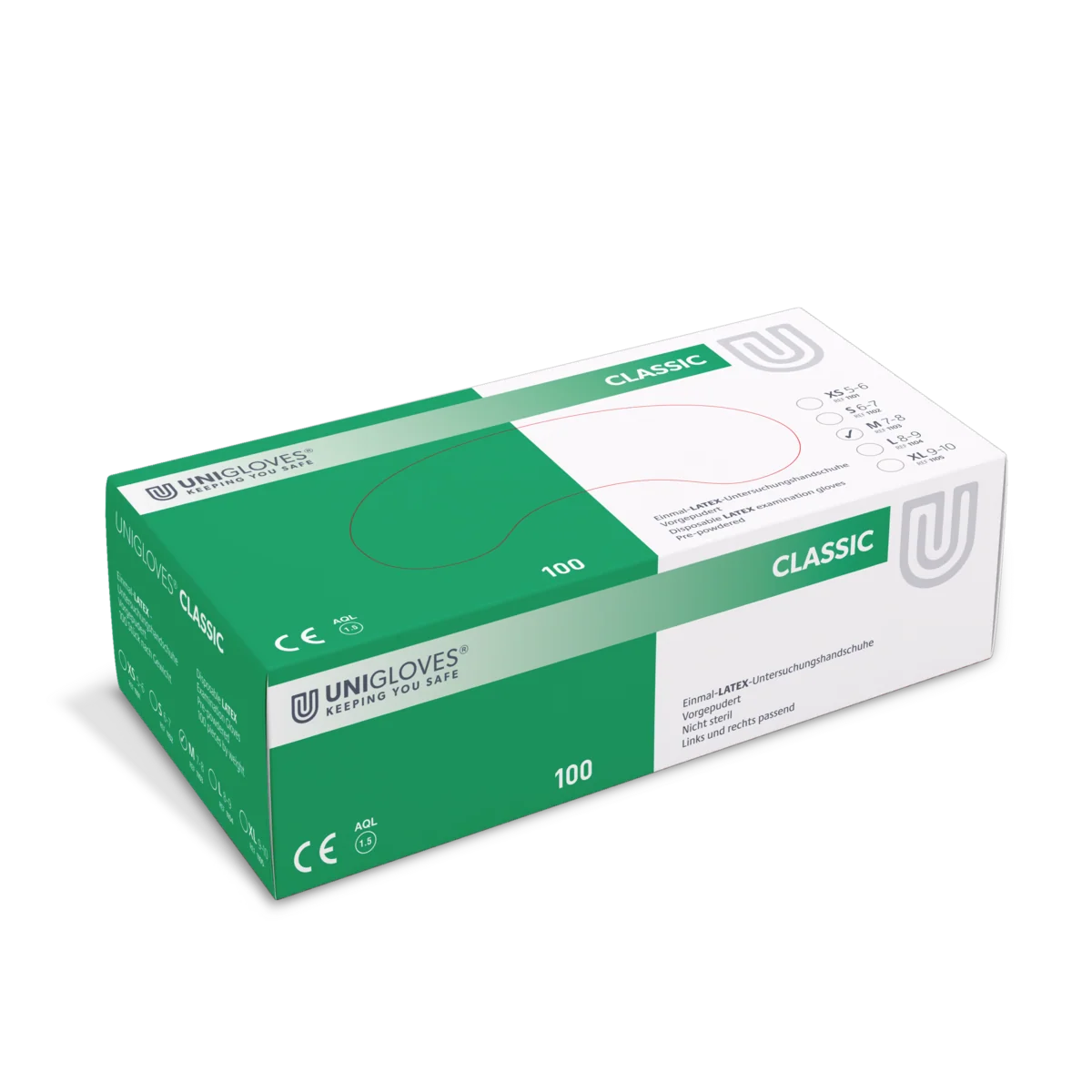Manusi latex Unigloves Classic, pudrate, albe, uz profesional
